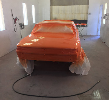 Porsche 914 in paint booth